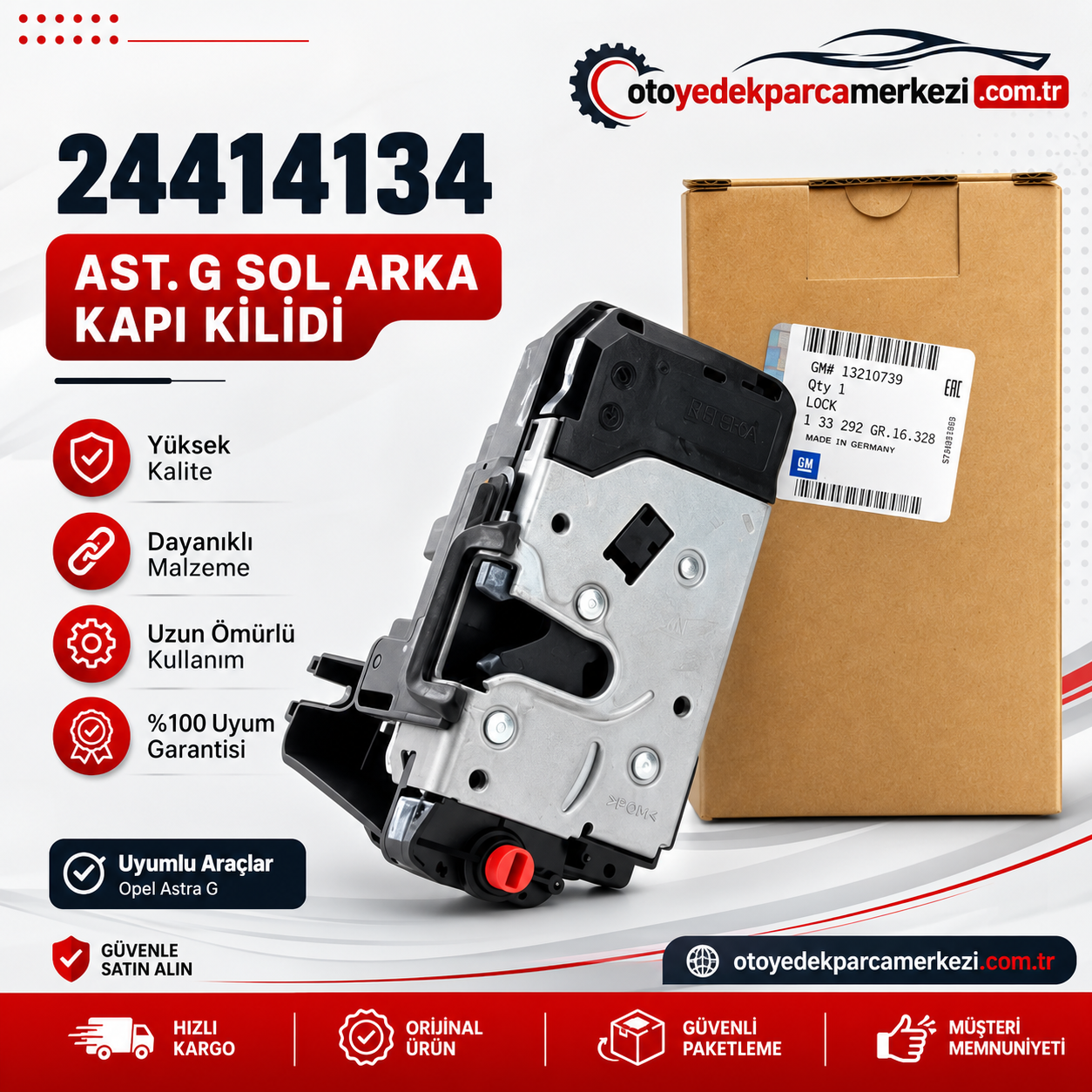 GM 24414134 Opel Astra G Sol Arka Kapı Kilidi (OEM)
